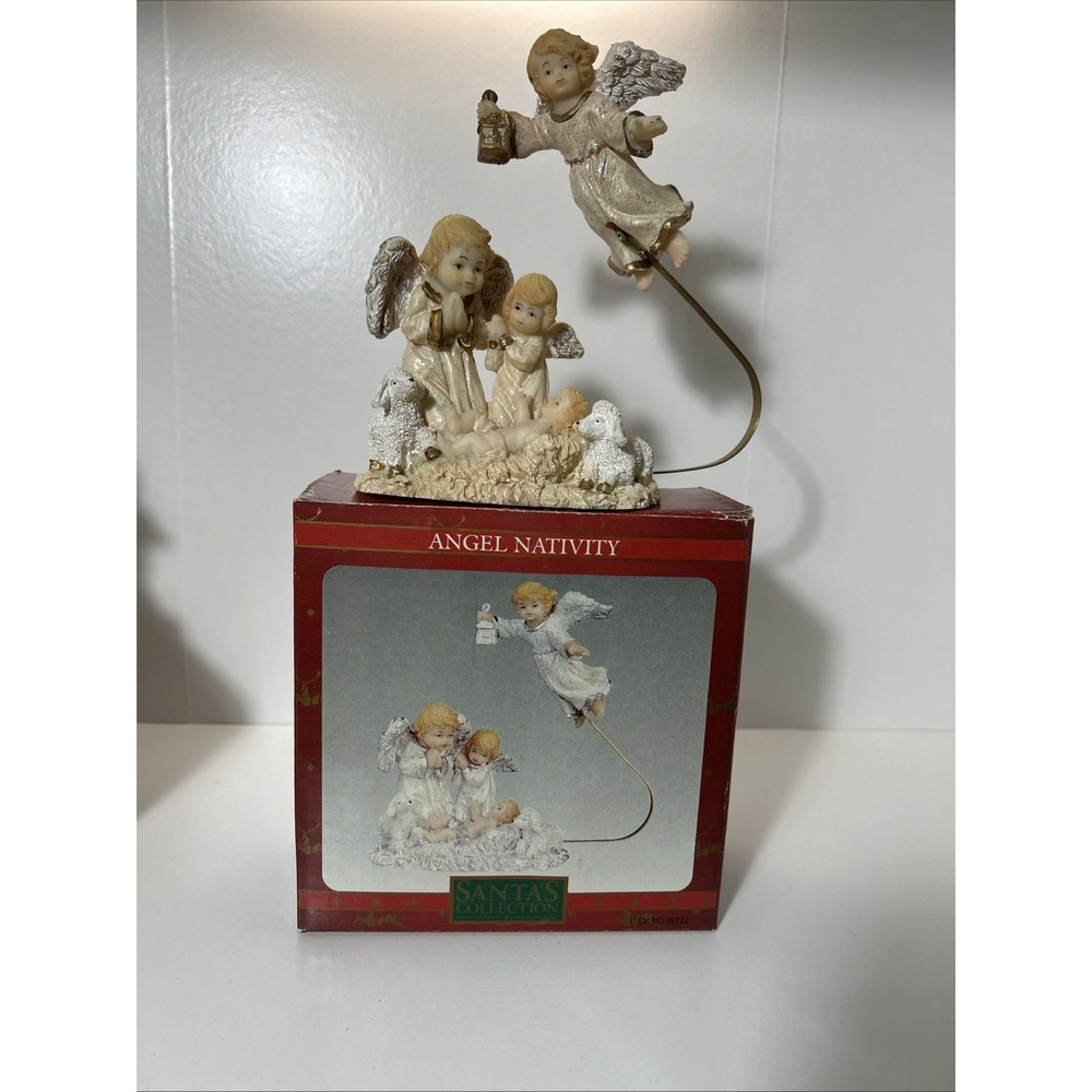 Santa's Collection Set Of 2 Nativity Christmas Carols Village Flying Angel 1246 - Picture 8 of 8
